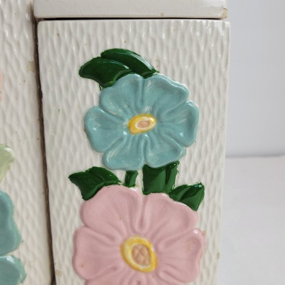 Handmade Floral Containers Ceramic Textured 90's - Picture 3 of 16